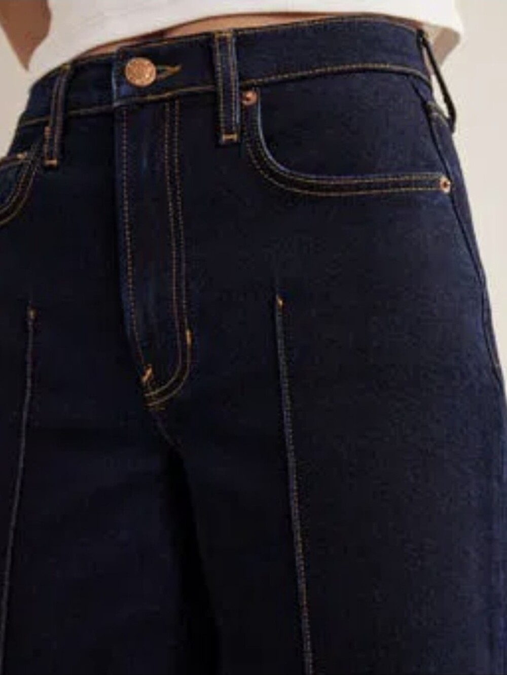 Boden Turn-Up Jeans High Rise Wide Leg Indigo Rinse Dark Wash - Picture 2 of 16